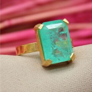 Handmade Yellow Gold Plated Paraiba Tourmaline Ring (Size 9)